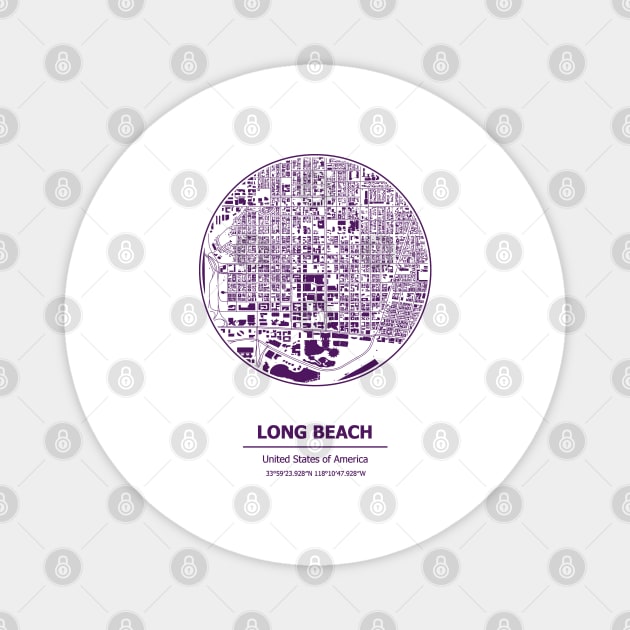 Long Beach city map coordinates Magnet by SerenityByAlex